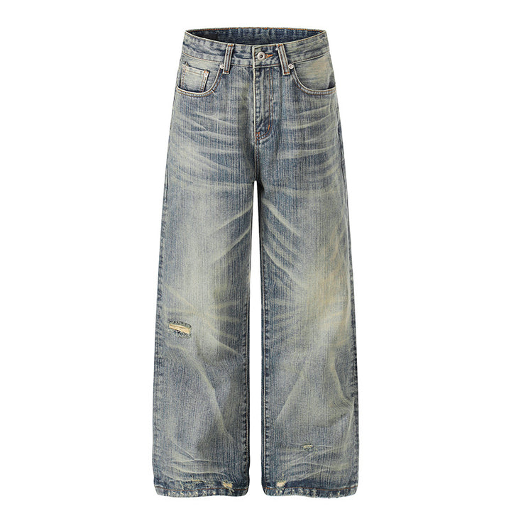 Women High-Waisted Wide-Leg Destroyed Jeans with Used Effect and Culotte Silhouette Mune Fashion