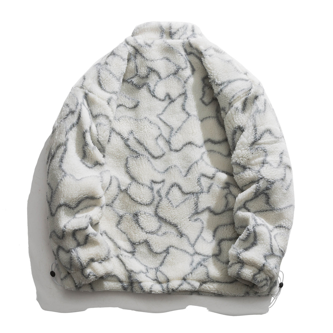 Women cozy teddy fleece jacket with stand-up collar and drawstring Mune Fashion