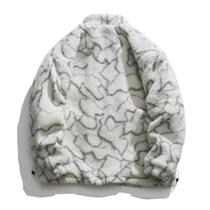 Women cozy teddy fleece jacket with stand-up collar and drawstring Mune Fashion