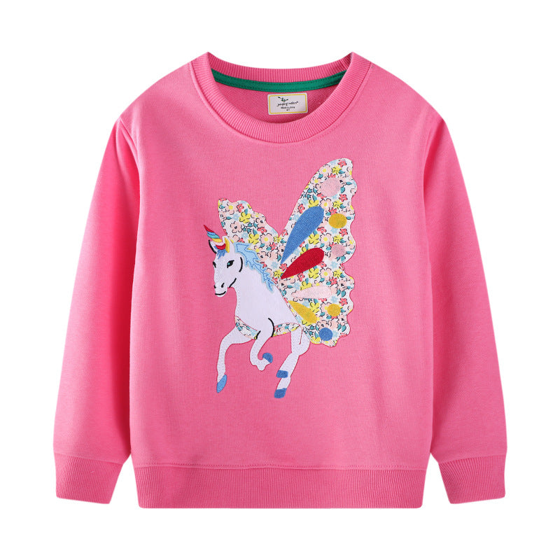 Girl's sweatshirt with enchanting unicorn design and colorful flower appliqués Mune Fashion