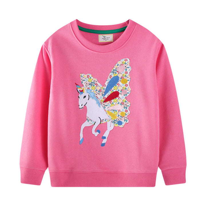 Girl's sweatshirt with enchanting unicorn design and colorful flower appliqués Mune Fashion