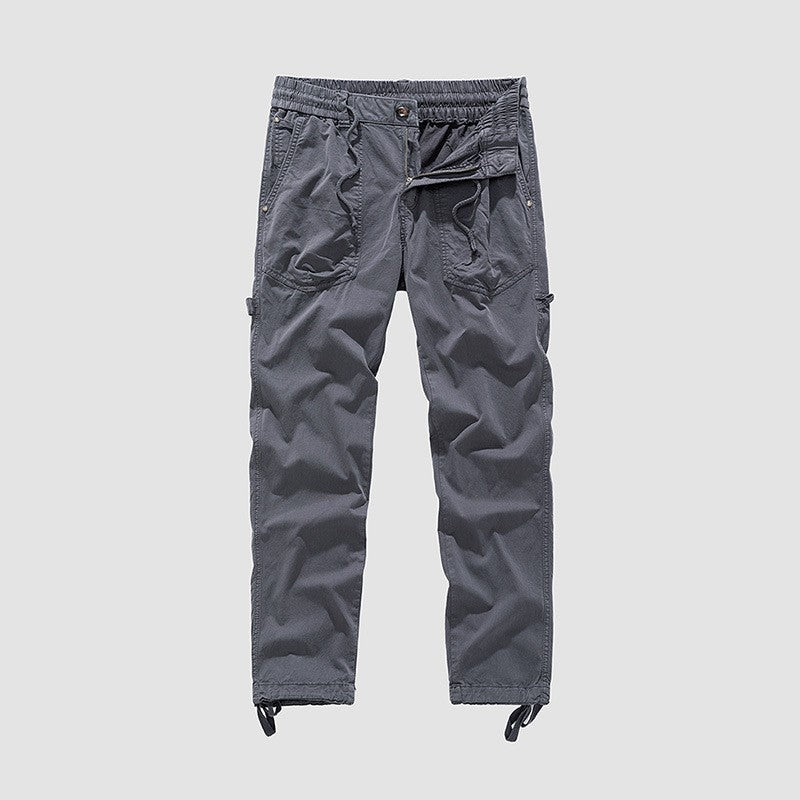 Men's Utility Cargo Pants in Jogger Style with Elastic Comfort Waistband, Multiple Pockets and Drawstrings at Ankles