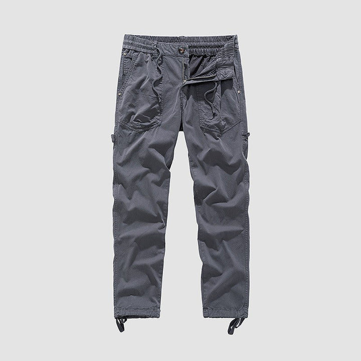 Men's Utility Cargo Pants in Jogger Style with Elastic Comfort Waistband, Multiple Pockets and Drawstrings at Ankles
