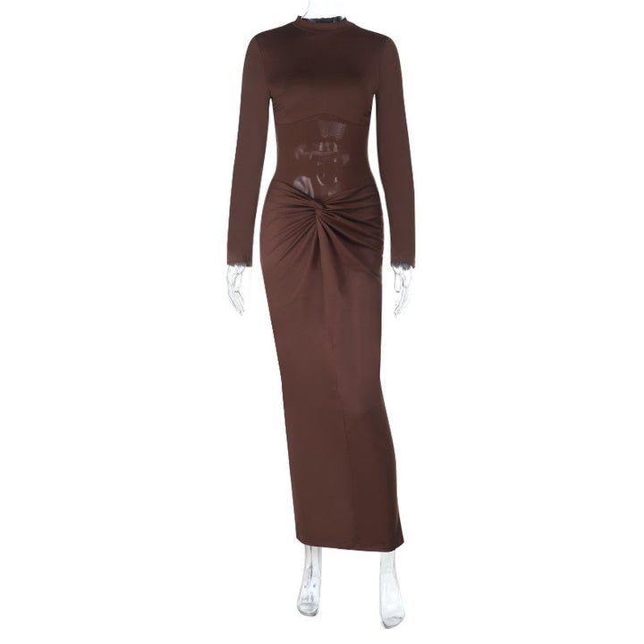 Women elegant stretch max dress with twist drape and body-shaping top Mune Fashion