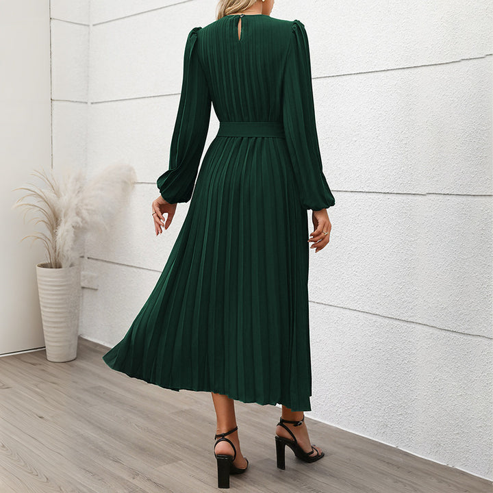 Women Elegant Pleated Midi Dress Mune Fashion