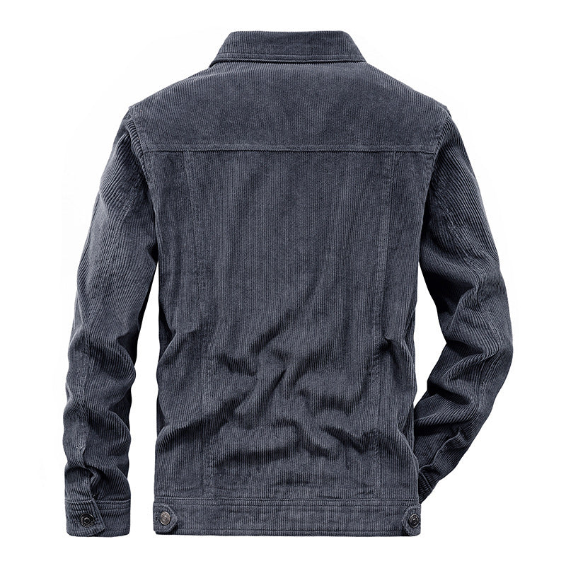 Men's fine cord work jacket in trucker cut with hidden button placket Mune Fashion