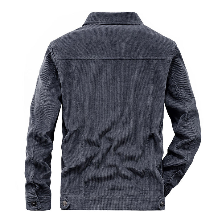 Men's fine cord work jacket in trucker cut with hidden button placket Mune Fashion