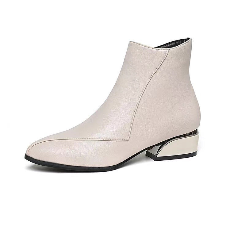 Damen knöchelhohe Stiefelette mit geometrischem Blockabsatz Mune Fashion