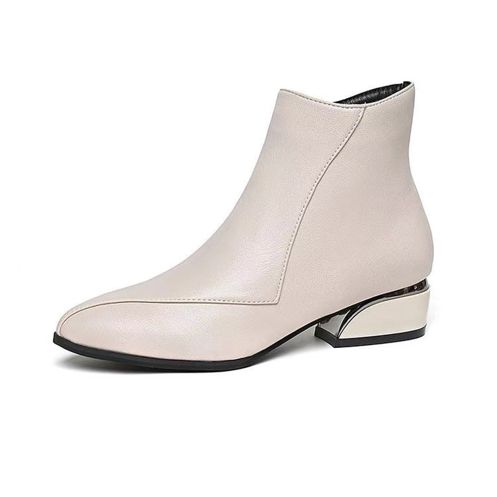 Damen knöchelhohe Stiefelette mit geometrischem Blockabsatz Mune Fashion