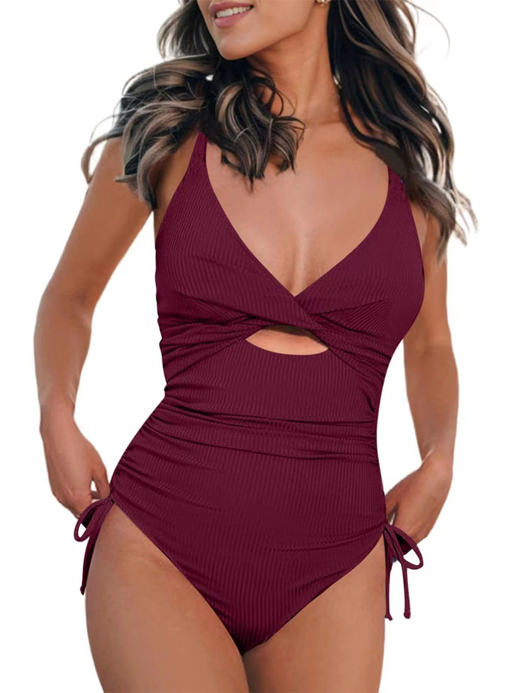 Women's One-Piece Swimsuit with Exciting Cut-Out and Adjustable Straps Mune Fashion