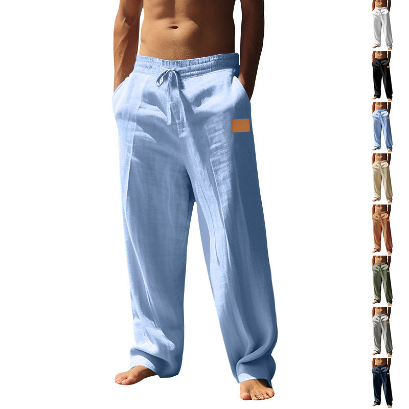 Men's extra wide linen relaxed trousers with reinforced comfort waistband, drawstring and deep side pockets Mune Fashion