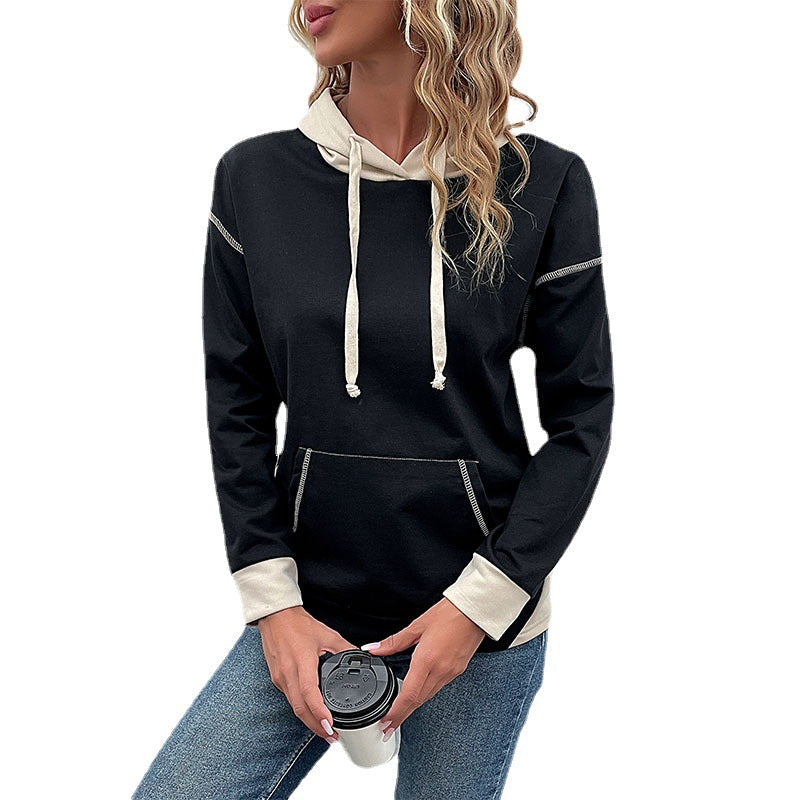 Women's hoodie with contrast trim, kangaroo pocket and casual oversized fit Mune Fashion