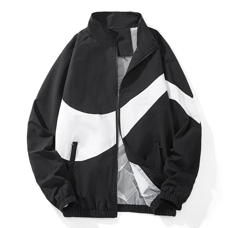 Men's sporty transitional jacket with high collar and side zip pockets Mune Fashion