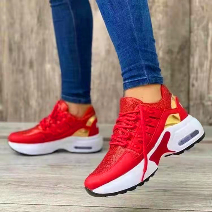 Women's sporty platform sneakers with visible air cushion, cushioned comfort insole, and breathable mesh detail Mune Fashion