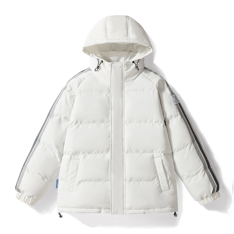 Men's Quilted Hooded Jacket with Contrast Stripes on the Sleeves Mune Fashion