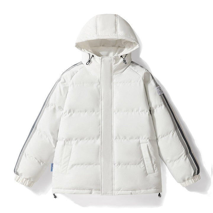 Men's Quilted Hooded Jacket with Contrast Stripes on the Sleeves Mune Fashion