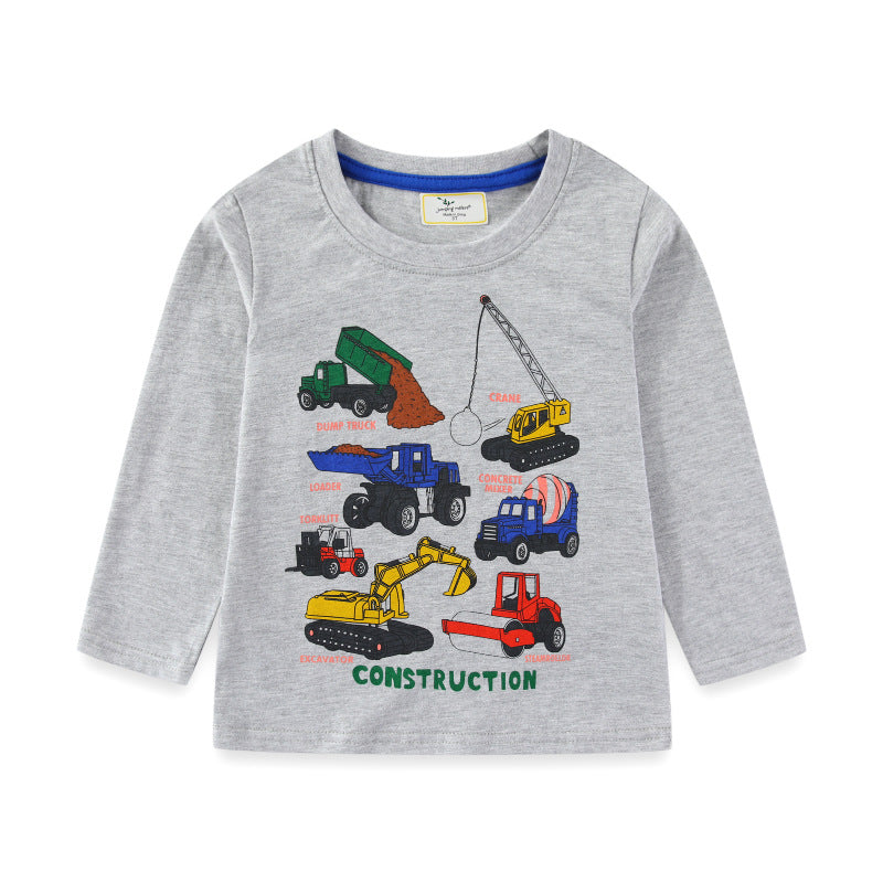 Boys long sleeve shirt with colorful construction vehicle design Mune Fashion
