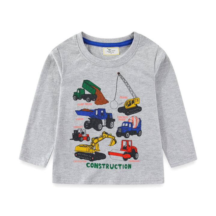 Boys long sleeve shirt with colorful construction vehicle design Mune Fashion