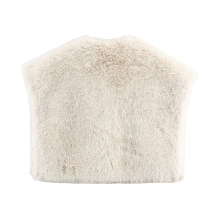 Women's sleeveless faux fur vest with V-neck and tailored fit Mune Fashion