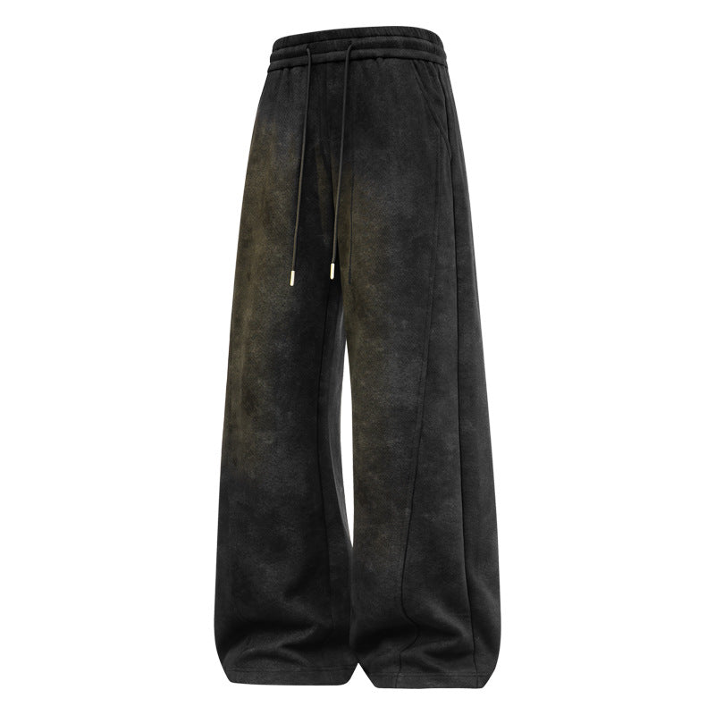 Women's wide Relax fleece pants with high waistband, drawstring and decorative seam stitching Mune Fashion