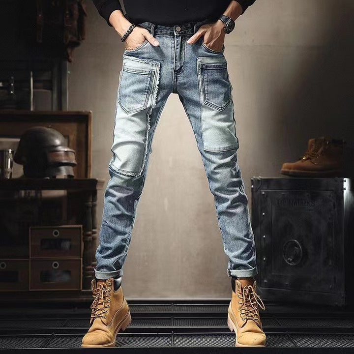 Men's Stylish Ripped Jeans with Creative Patches Mune Fashion 1788342369