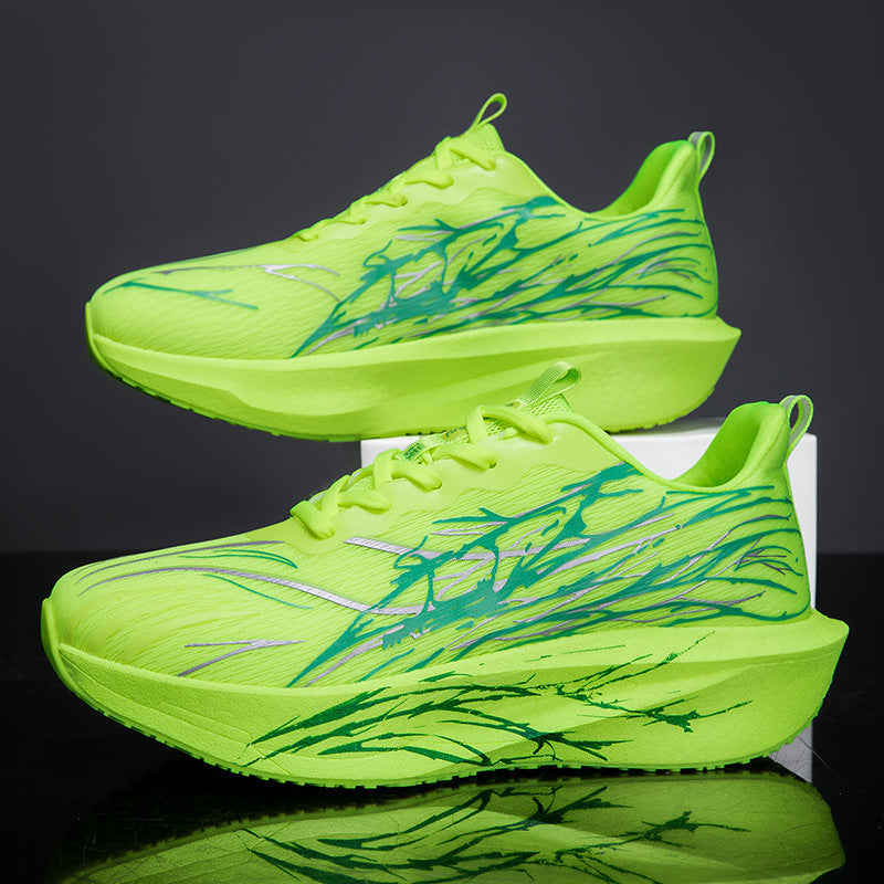 Unisex lightweight running sneakers with graphic splash print, breathable knit upper, and cushioned platform sole Mune Fashion