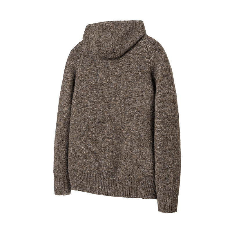 Men's chunky knit hooded cardigan with full button placket and ribbed cuffs Mune Fashion