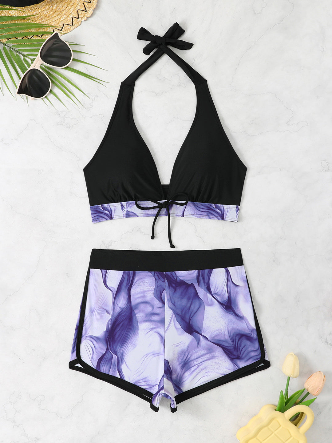 Women's Triangle Bikini Set with Short Pants Mune Fashion