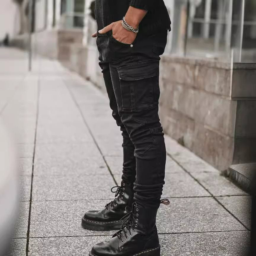 Men's Slim Fit Cargo Jeans with Stretch and Multiple Pockets Mune Fashion