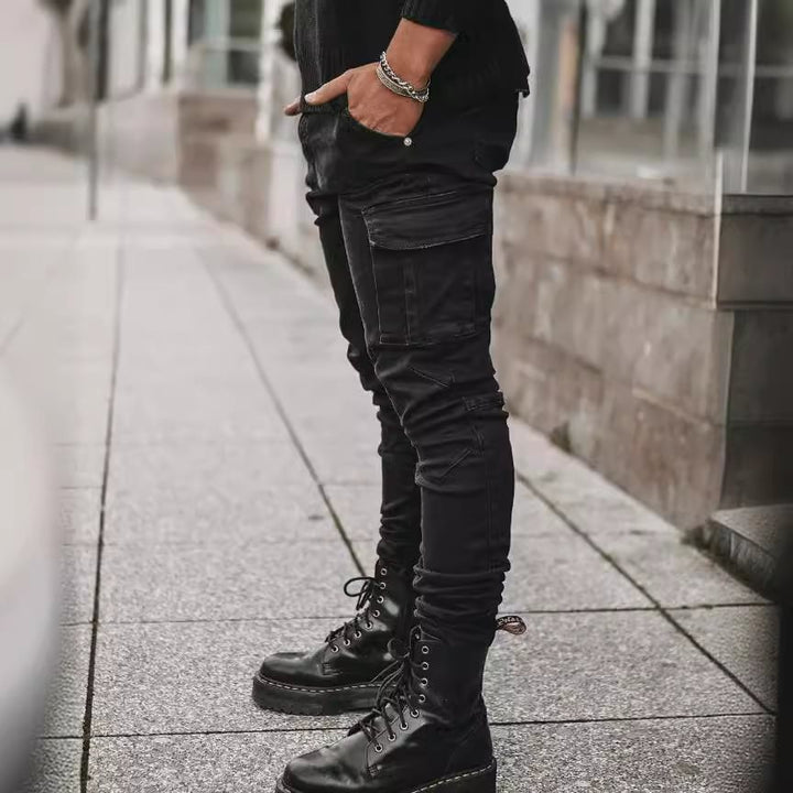 Men's Slim Fit Cargo Jeans with Stretch and Multiple Pockets Mune Fashion
