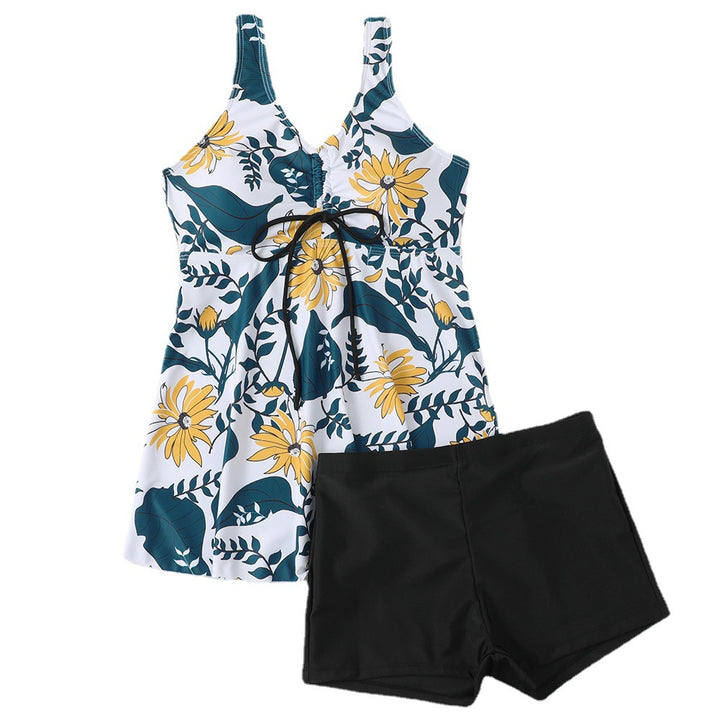 Ladies Tankini Set with Fashionable Floral Print and Ruffles Mune Fashion
