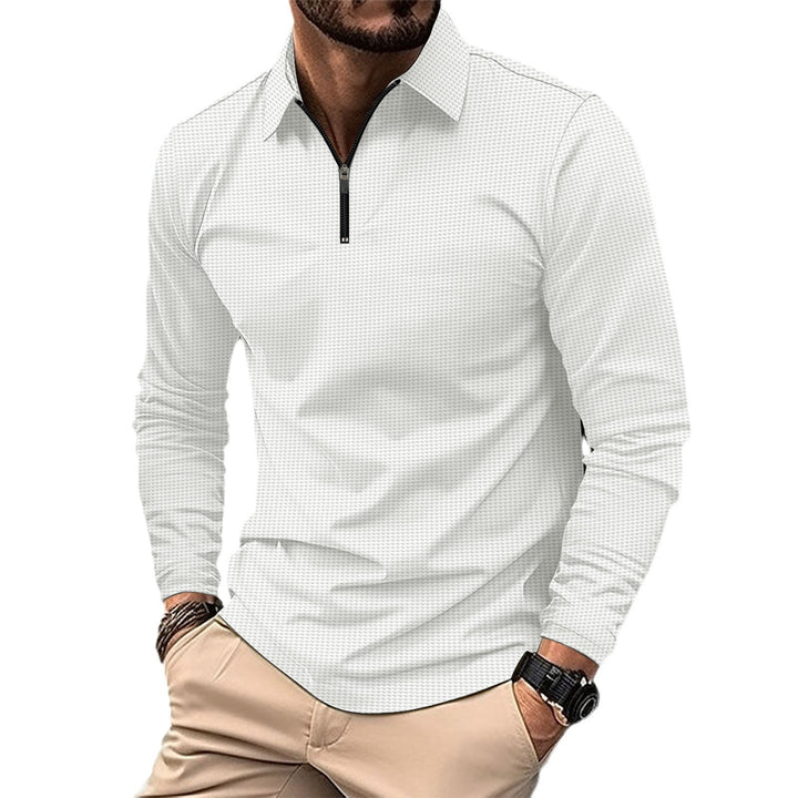 Men's long-sleeve half-zip shirt with shirt collar, fine structure and elastic cotton blend Mune Fashion