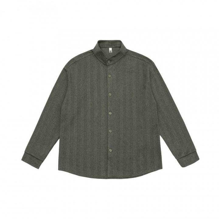 Unisex Oversize shirt with short stand-up collar, continuous button placket and textured weave structure Mune Fashion
