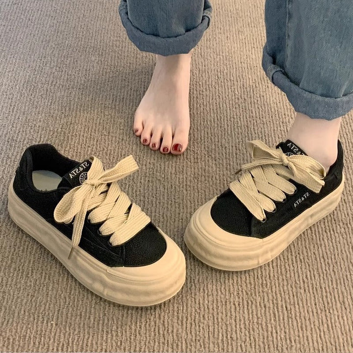 Women’s Sporty Platform Sneakers with Comfortable Sole and Unique Lacing Details Mune Fashion