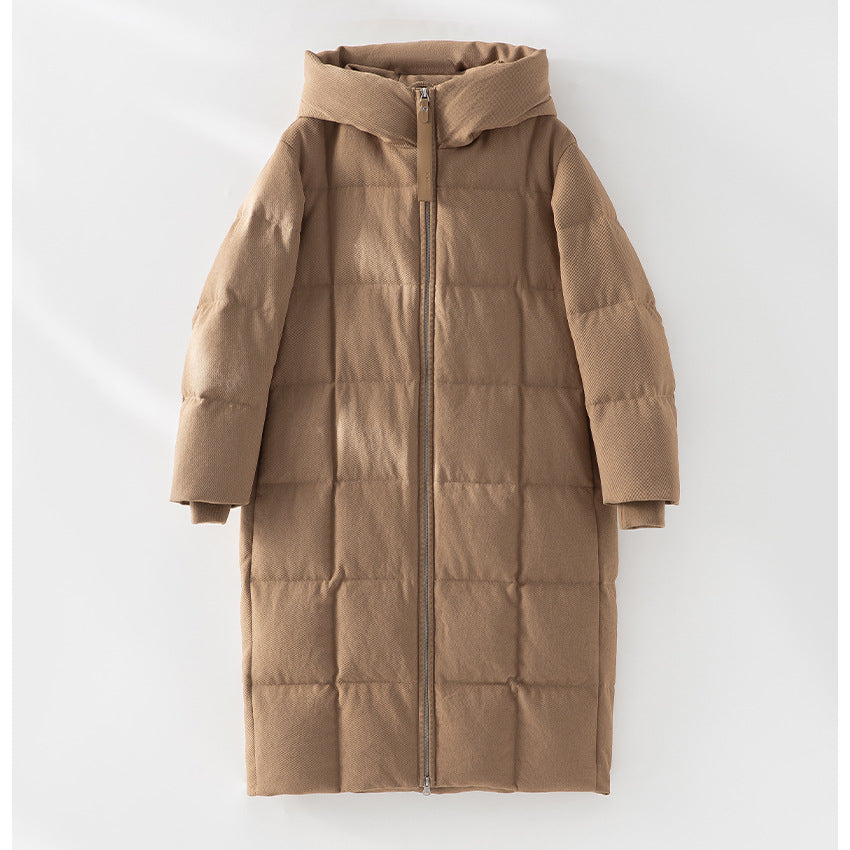 Women Long Cut Padded Stand Collar Coat with Two-Way Zipper Mune Fashion