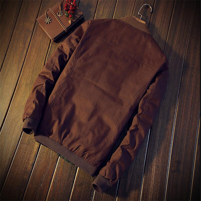 Men's two-tone cotton twill bomber jacket with snap button closure and ribbed cuffs Mune Fashion