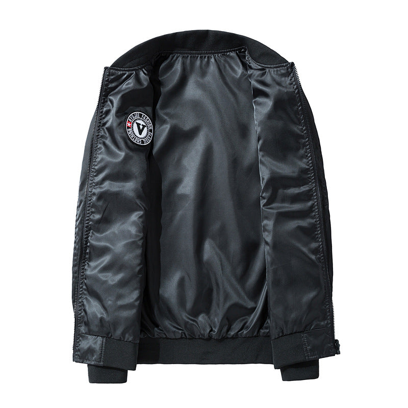 Men's Fashion Bomber Jacket with Faux Leather and Embroidery Mune Fashion