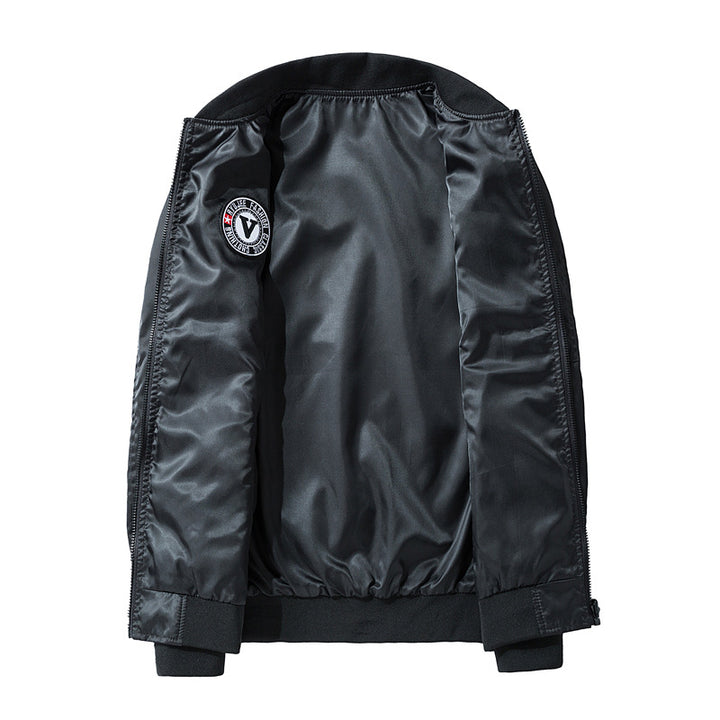 Men's Fashion Bomber Jacket with Faux Leather and Embroidery Mune Fashion
