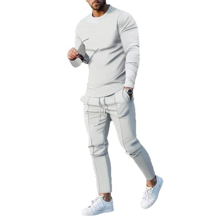 Men's fitted long-sleeve shirt made of cotton stretch with a round neckline and body-hugging fit Mune Fashion