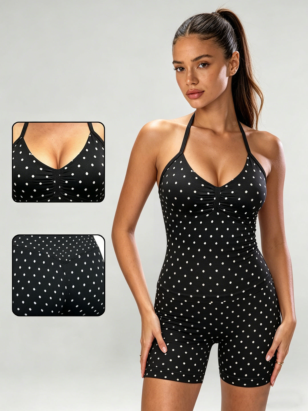 Ladies sporty jumpsuit with gathers and adjustable straps Mune Fashion