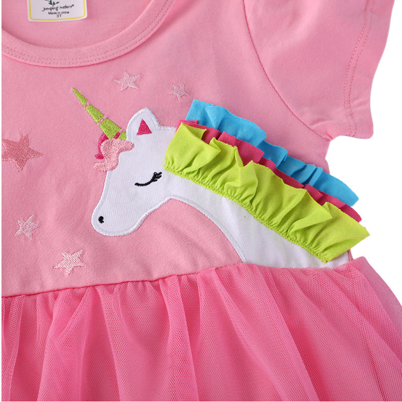 Girls tulle dress with unicorn appliqué Mune Fashion