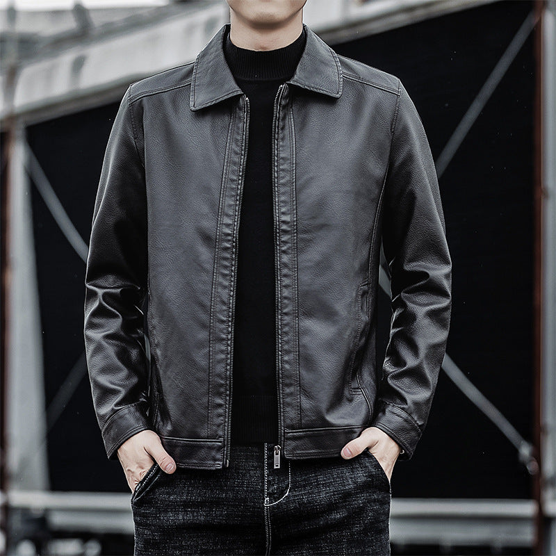 Men Casual Faux Leather Jacket Mune Fashion