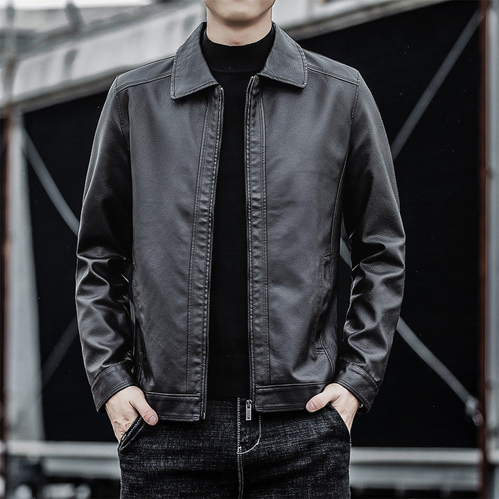 Men Casual Faux Leather Jacket Mune Fashion