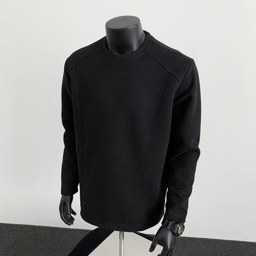 Men's sweatshirt with structured seam details and round neck Mune Fashion