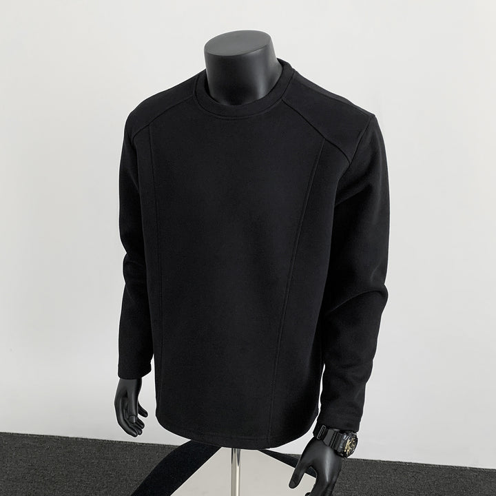 Men's sweatshirt with structured seam details and round neck Mune Fashion