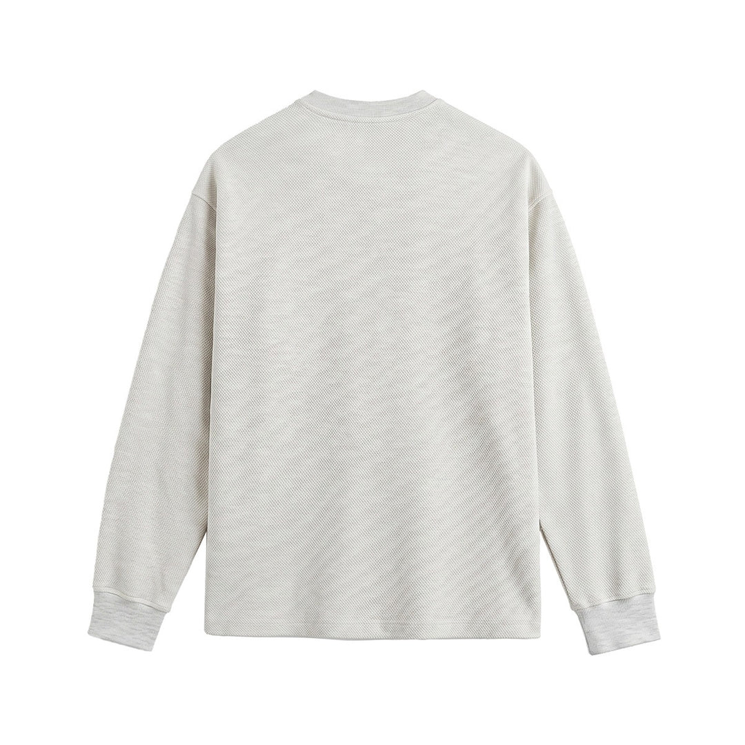 Unisex Loose-fitting Henley sweatshirt with waffle texture and ribbed cuffs Mune Fashion