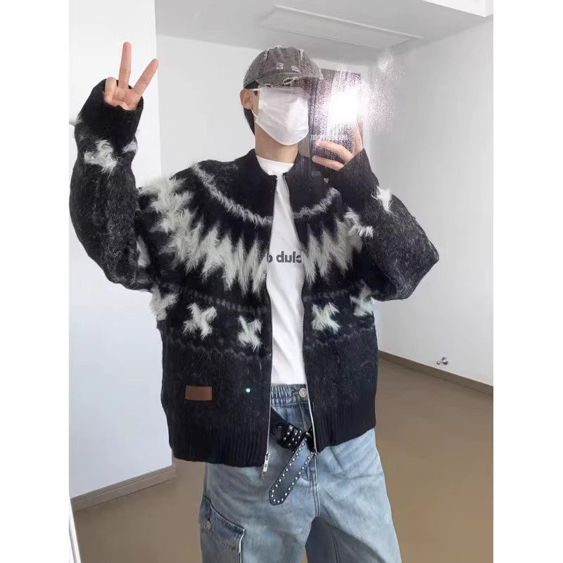 Men's Fashionable Cardigan with Unique Pattern Mune Fashion