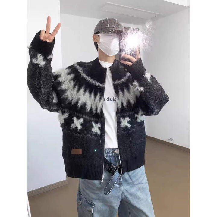 Men's Fashionable Cardigan with Unique Pattern Mune Fashion