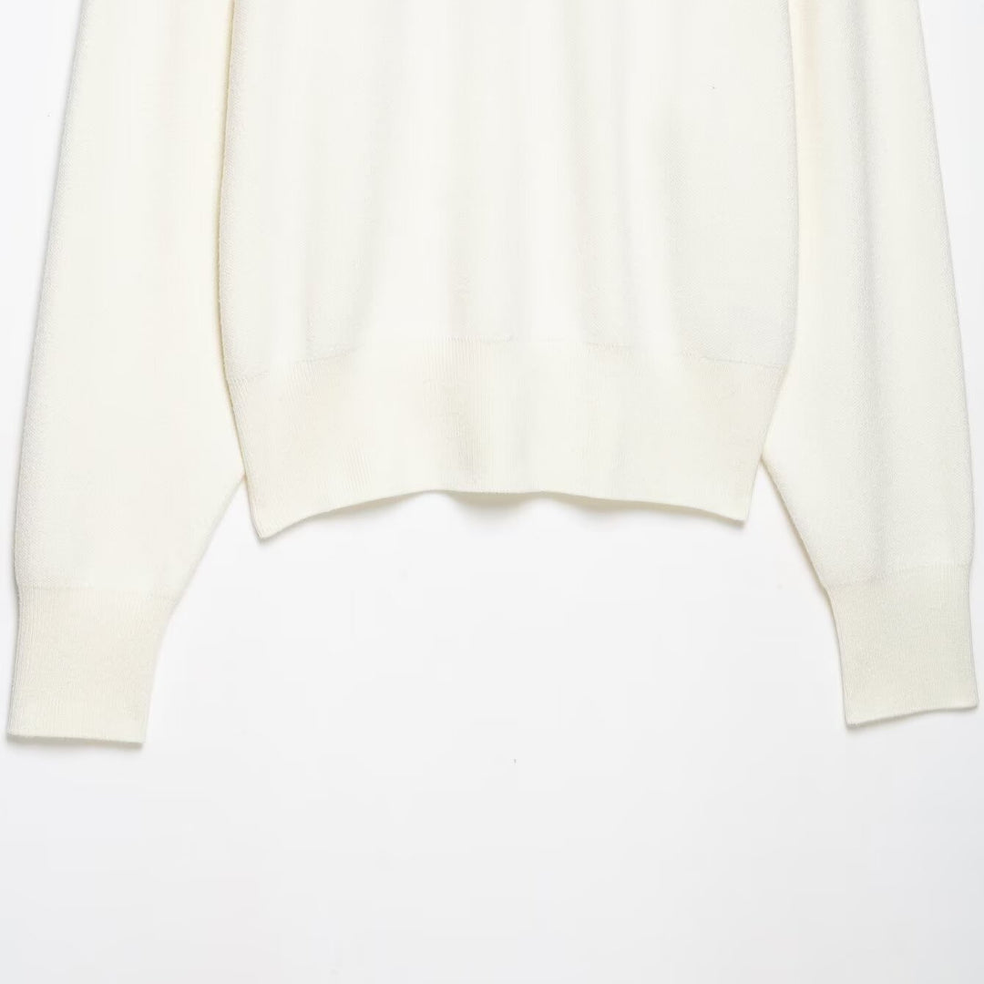 Women's chunky knit pullover with half zipper, stand collar and dropped shoulders Mune Fashion