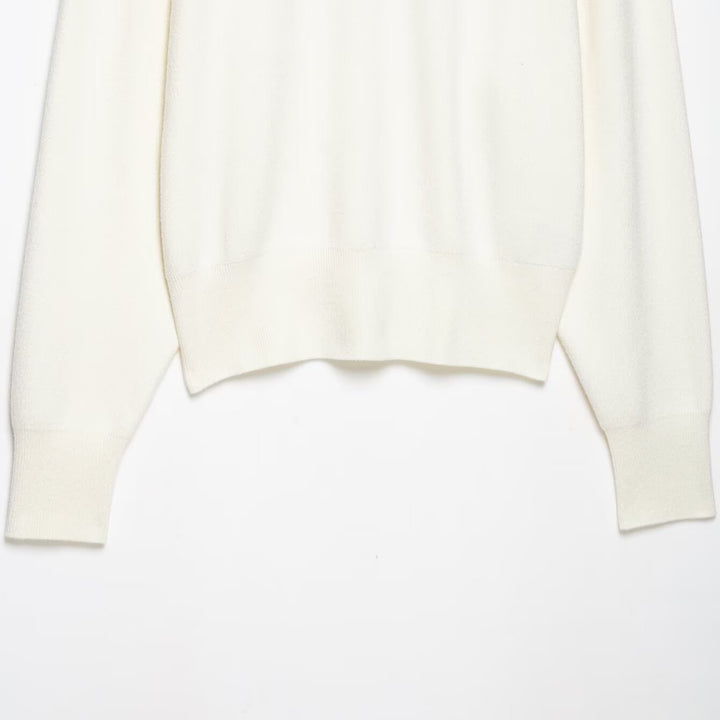 Women's chunky knit pullover with half zipper, stand collar and dropped shoulders Mune Fashion